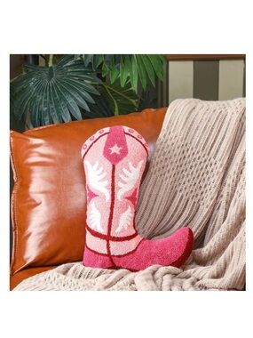 Pink Cowboy Boot Accent Pillow